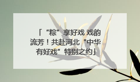 “粽”享好戏 戏韵流芳！共赴河北“中华有好戏”特别之约