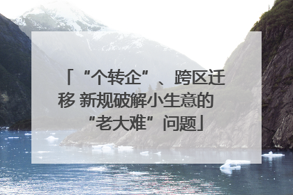 “个转企”、跨区迁移 新规破解小生意的“老大难”问题