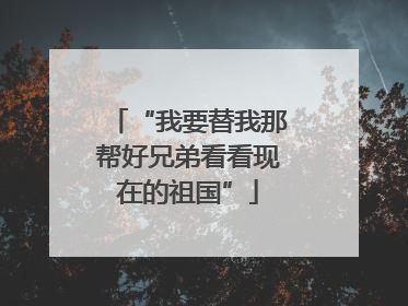 “我要替我那帮好兄弟看看现在的祖国”