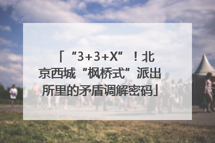 “3+3+X”！北京西城“枫桥式”派出所里的矛盾调解密码