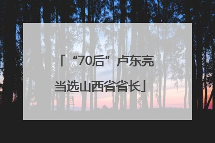 “70后”卢东亮当选山西省省长