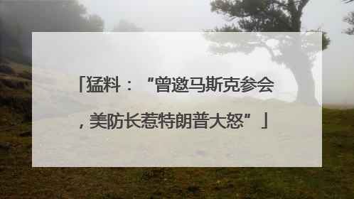 猛料：“曾邀马斯克参会，美防长惹特朗普大怒”