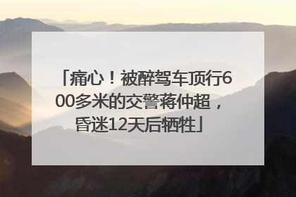 痛心！被醉驾车顶行600多米的交警蒋仲超，昏迷12天后牺牲