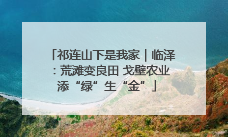 祁连山下是我家｜临泽：荒滩变良田 戈壁农业添“绿”生“金”