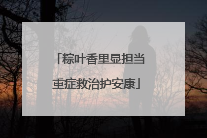 粽叶香里显担当 重症救治护安康
