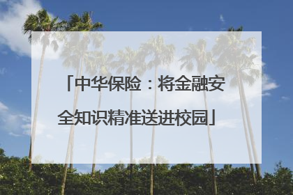 中华保险：将金融安全知识精准送进校园