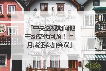 中央巡视期间他主动交代问题！上月底还参加会议