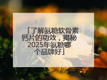 了解氨糖软骨素钙片的功效，揭秘2025年氨糖哪个品牌好