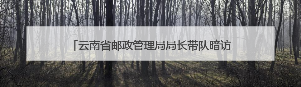 云南省邮政管理局局长带队暗访农村末端快递服务质量突出问题