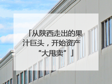 从陕西走出的果汁巨头，开始资产“大甩卖”