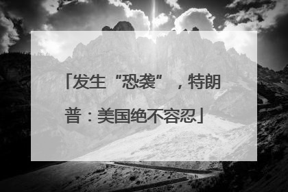 发生“恐袭”，特朗普：美国绝不容忍