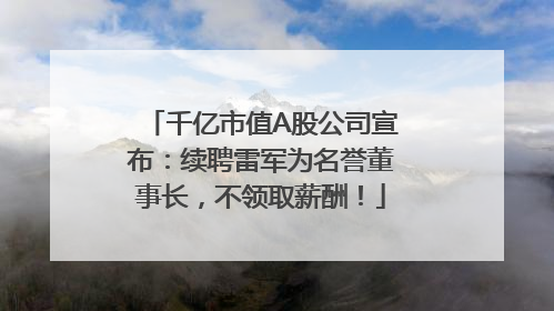 千亿市值A股公司宣布：续聘雷军为名誉董事长，不领取薪酬！