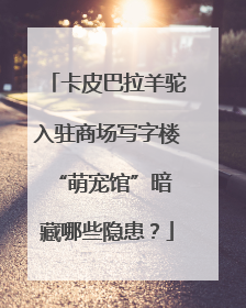 卡皮巴拉羊驼入驻商场写字楼 “萌宠馆”暗藏哪些隐患？