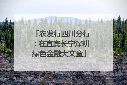 农发行四川分行：在宜宾长宁深耕绿色金融大文章