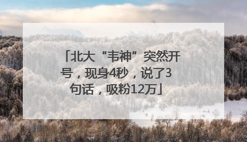 北大“韦神”突然开号，现身4秒，说了3句话，吸粉12万