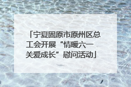 宁夏固原市原州区总工会开展“情暖六一 关爱成长”慰问活动
