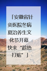 安徽省针灸医院冬病夏治养生文化节开幕 快来“趁热打贴”