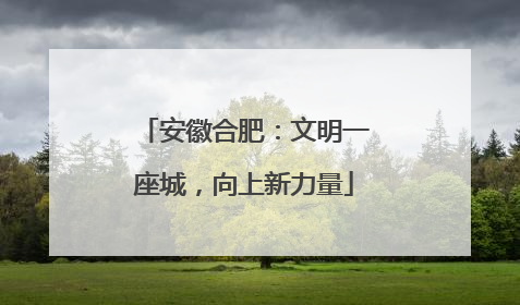 安徽合肥：文明一座城，向上新力量