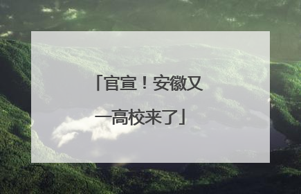 官宣！安徽又一高校来了