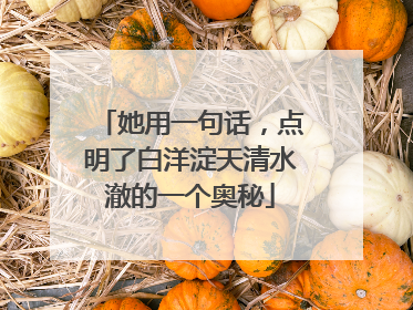 她用一句话，点明了白洋淀天清水澈的一个奥秘