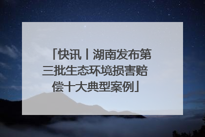快讯丨湖南发布第三批生态环境损害赔偿十大典型案例