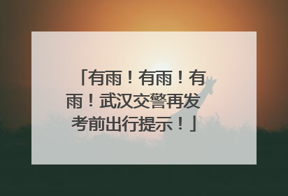 有雨！有雨！有雨！武汉交警再发考前出行提示！