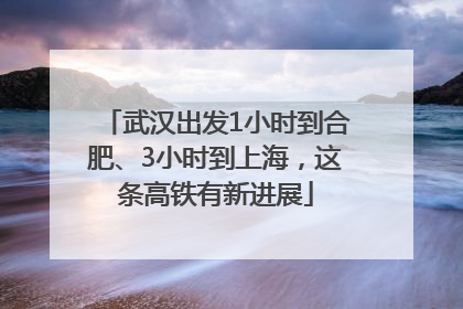 武汉出发1小时到合肥、3小时到上海，这条高铁有新进展
