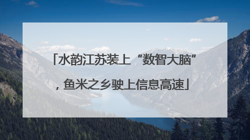 水韵江苏装上“数智大脑”，鱼米之乡驶上信息高速