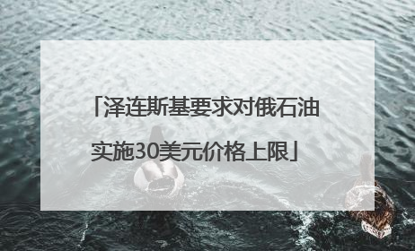 泽连斯基要求对俄石油实施30美元价格上限