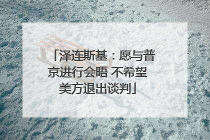 泽连斯基：愿与普京进行会晤 不希望美方退出谈判