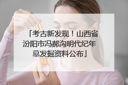 考古新发现！山西省汾阳市冯郝沟明代纪年墓发掘资料公布