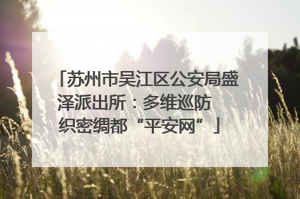 苏州市吴江区公安局盛泽派出所：多维巡防  织密绸都“平安网”