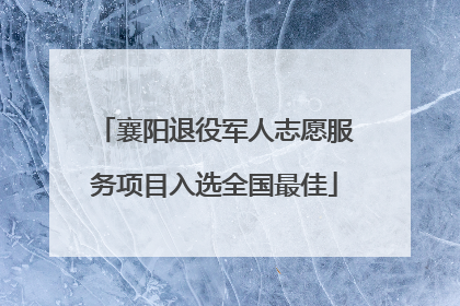 襄阳退役军人志愿服务项目入选全国最佳