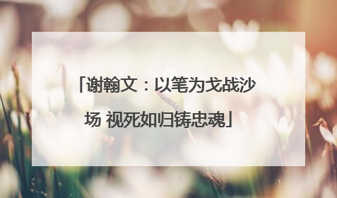 谢翰文：以笔为戈战沙场 视死如归铸忠魂