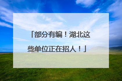 部分有编！湖北这些单位正在招人！