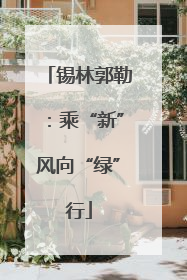 锡林郭勒：乘“新”风向“绿”行