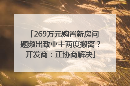 269万元购置新房问题频出致业主两度搬离？开发商：正协商解决