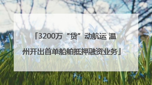 3200万“贷”动航运 温州开出首单船舶抵押融资业务